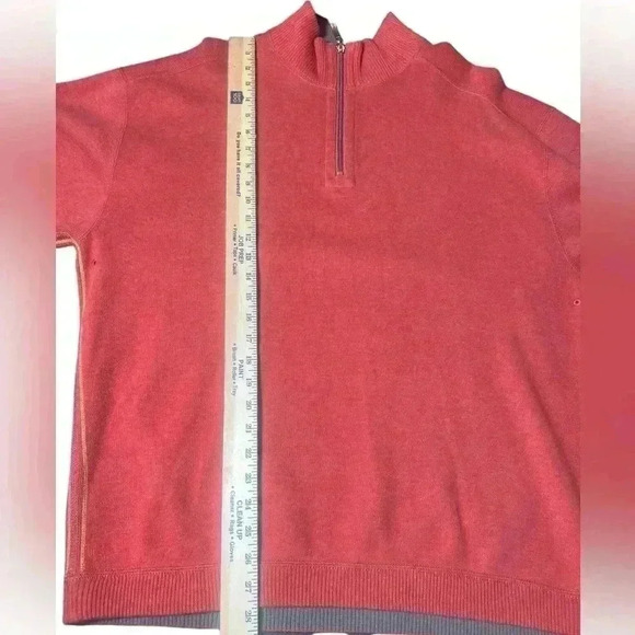 Tommy Bahama Sweater Mens L Orange Heather 1/4 Zip Pullover Reversible Brown - Picture 6 of 9